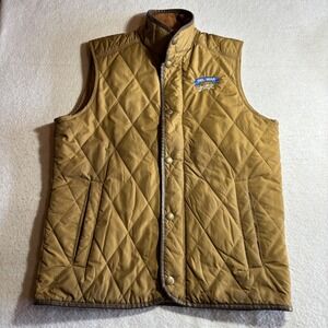Tom Beckbe Mens Quilted Vest S‎ Brown Trim Del Mar Embroidered Snap Front